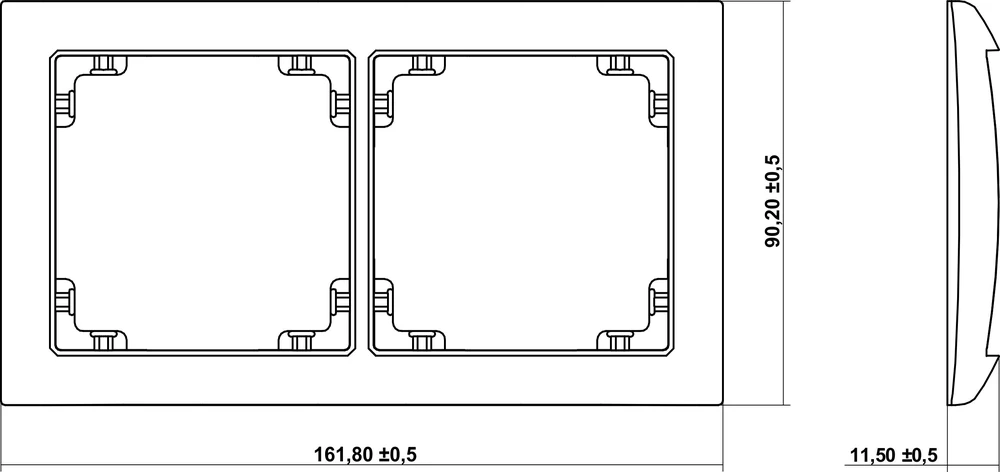 Karlik Elektrotechnik 7DRSO-2 DECO Universalus dvigubas rėmas iš DECO Soft sidabrinė metalic 7DRSO-2