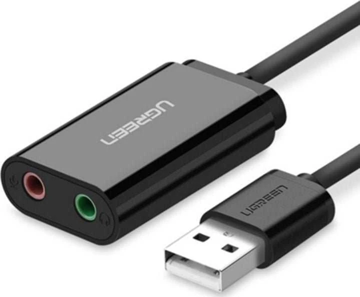 Išorinė USB garso plokštė UGREEN 15cm (juoda)