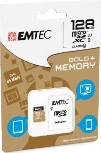 Atminties kortelė Karta Emtec Elite Gold Micro SDXC 128 GB 10 klasės UHS-I/U1 (ECMSDM128GXC10GP)