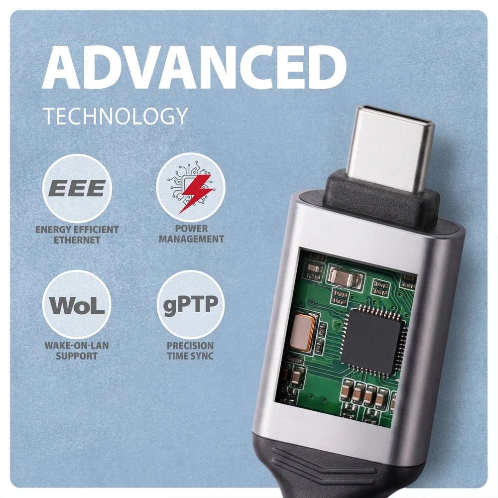 AXAGON ADE-CM50 USB-C 5Gbps - Gigabit Ethernet adapter with integrated CAT6 RJ-45 network cable (5 m), Asix AX88179B