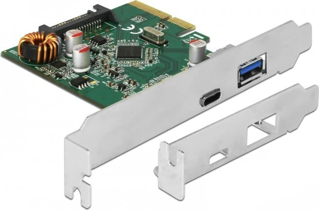 Delock PCIe x4 / 1x USB C tipo (USB3.2 Gen2) + 1x USB A tipo (USB3.2 Gen2)