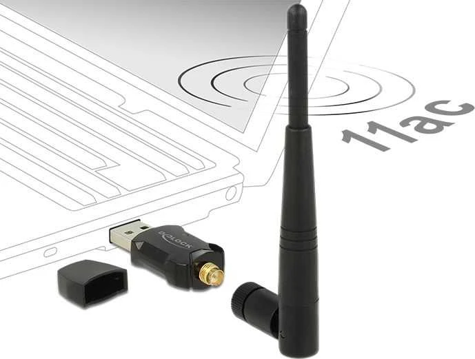 „Delock“ WLAN USB 2.0 atmintinė, dviejų dažnių juosta 2,4/5 GHz WLAN_AC 433