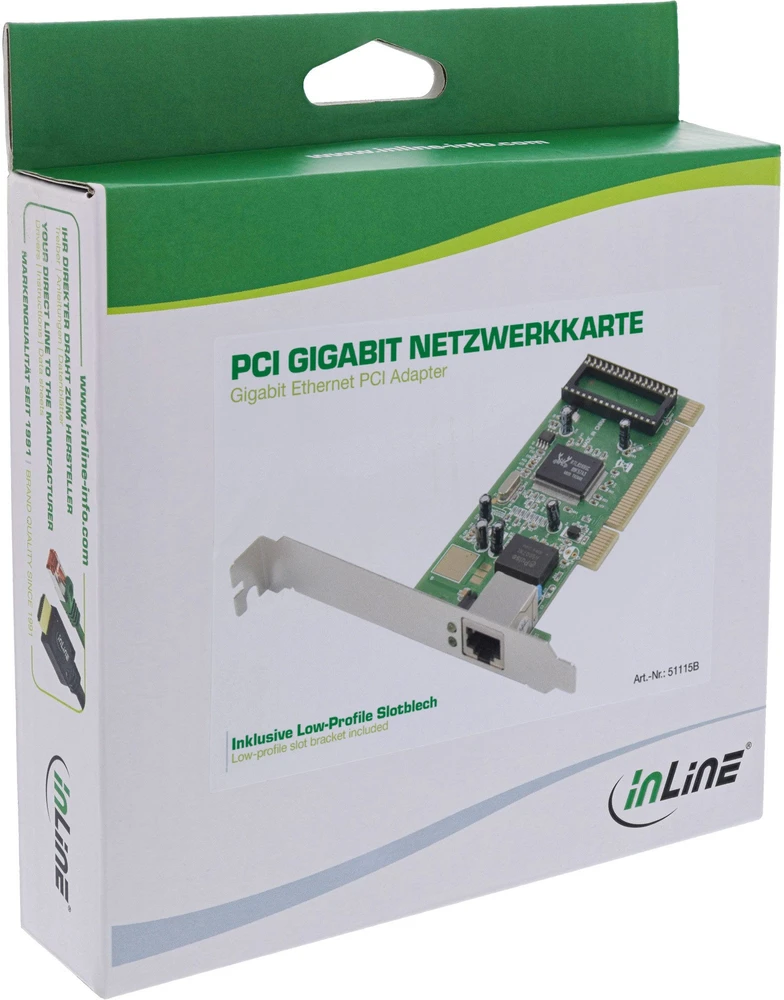 Karta jungiama į tinklą InLine ® Gigabit karta jungiama į tinklą 1Gb/s PCI