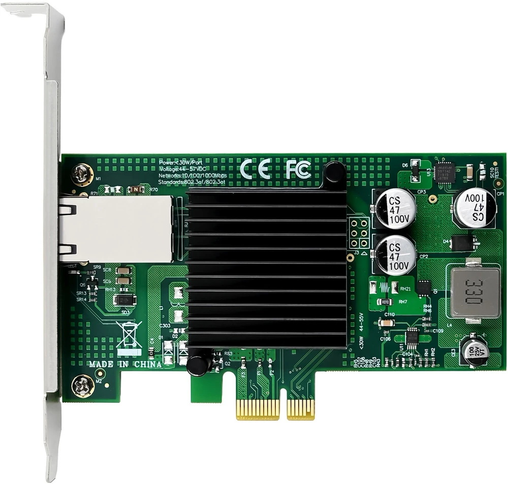 Karta jungiama į tinklą InLine ® Gigabit karta jungiama į tinklą, 1x RJ45 1 Gb/s, PCIe x1, PoE+
