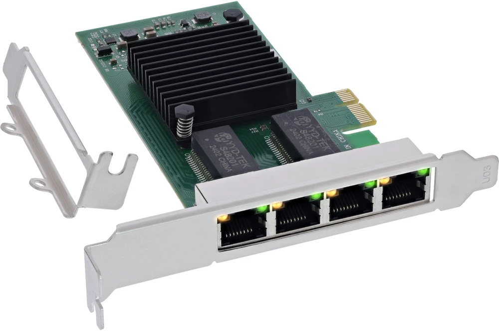 Karta jungiama į tinklą InLine ® Quad Gigabit karta jungiama į tinklą 4x RJ45 1 Gb/s PCIe x1