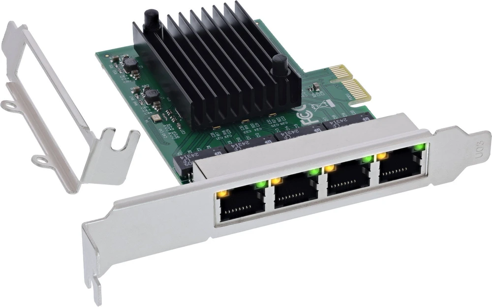 Karta jungiama į tinklą InLine ® Quad Gigabit karta jungiama į tinklą 4x RJ45 1 Gb/s PCIe x1