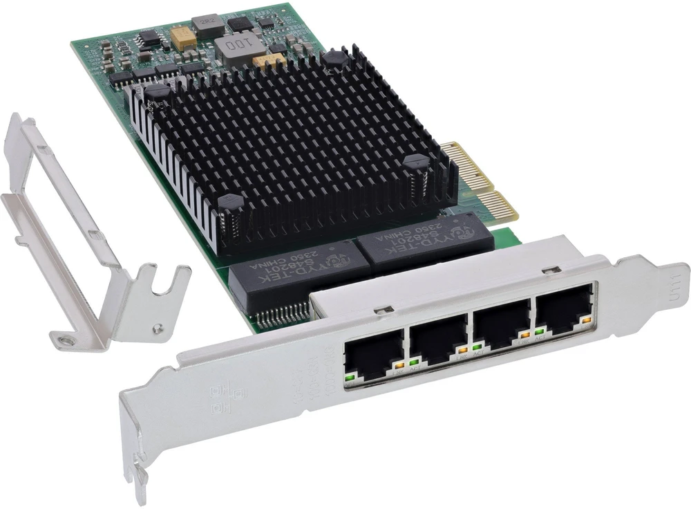 Karta jungiama į tinklą InLine ® Quad Gigabit karta jungiama į tinklą 4x RJ45 1 Gb/s PCIe x4