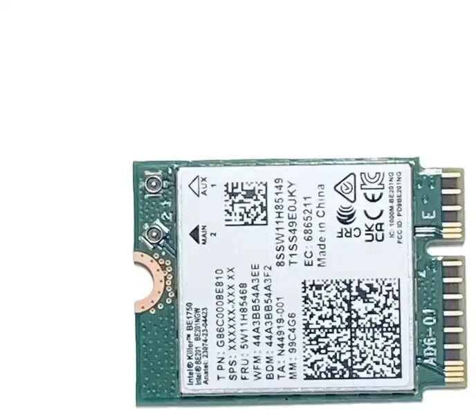 Karta jungiama į tinklą Intel Killer Wi-Fi 7 BE1750 M.2 2230 (BE201.NGWG.NVX)