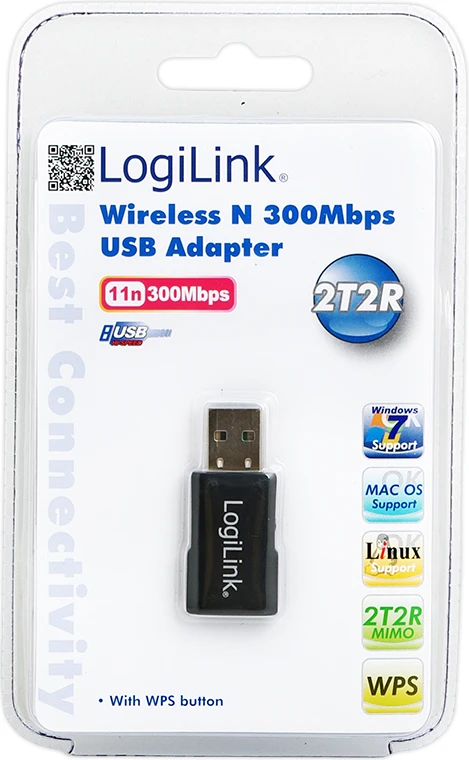 LogiLink WL0086B, belaidis, USB, WLAN, Wi-Fi 4 (802.11n), 300 Mbit/s