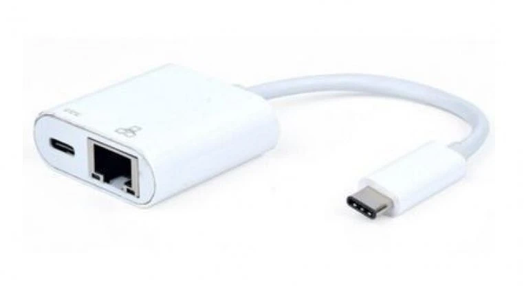 Mercodan 866070, USB 3.2 Gen 1 (3.1 Gen 1) Type-C, baltas, RJ-45, USB 3.2 Gen 1 (3.1 Gen 1) Type-C, 0,2 m