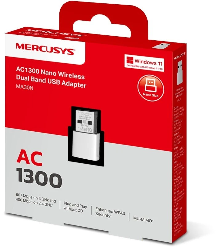 Mercusys AC1300 Nano Wireless Dual Band USB adapteris | Mercusys | AC1300 Nano belaidis dviejų juostų USB adapteris
