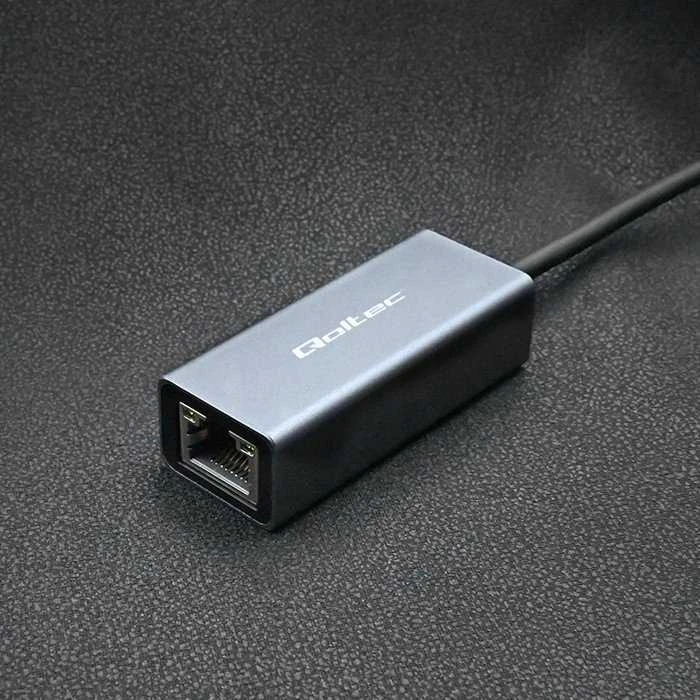 Qoltec USB-C į RJ45 eterneto adapteris | 1000 Mbps | aliuminio korpusas