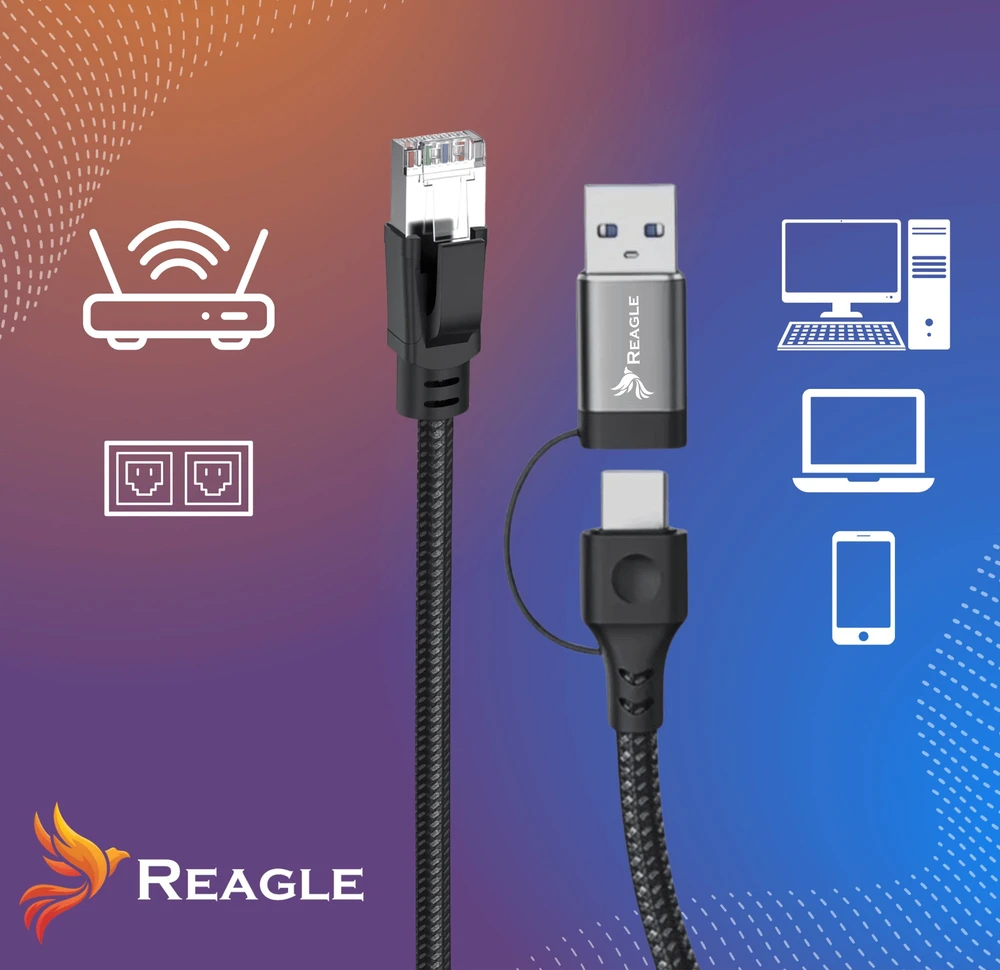 Karta jungiama į tinklą Reagle Przejściówka USB 3.2 Ethernet adapter Karta jungiama į tinklą LAN RJ45 2,5Gb/s 5M REAGLE