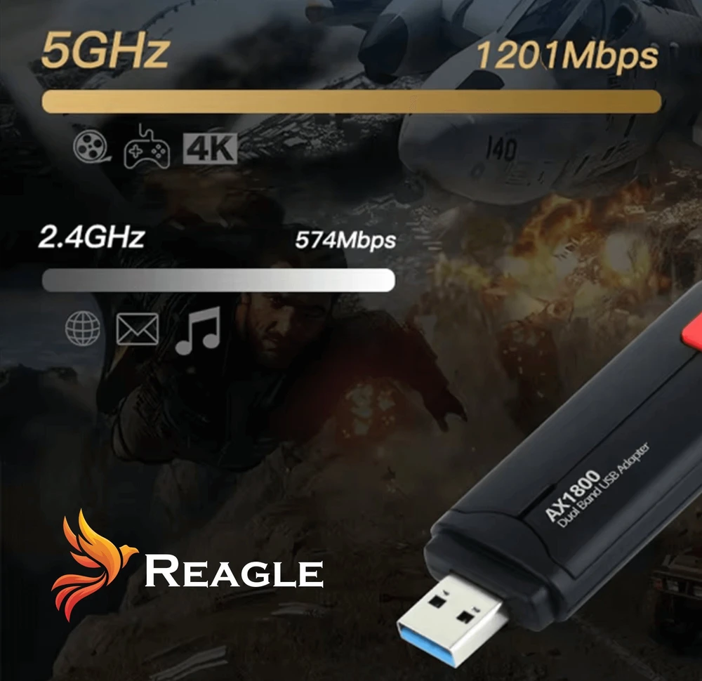 Karta jungiama į tinklą Reagle WiFi 6 AX 1800Mbps 2,4GHz 5GHz
