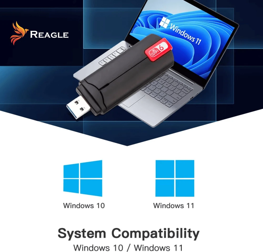 Karta jungiama į tinklą Reagle WiFi 6 AX 1800Mbps 2,4GHz 5GHz