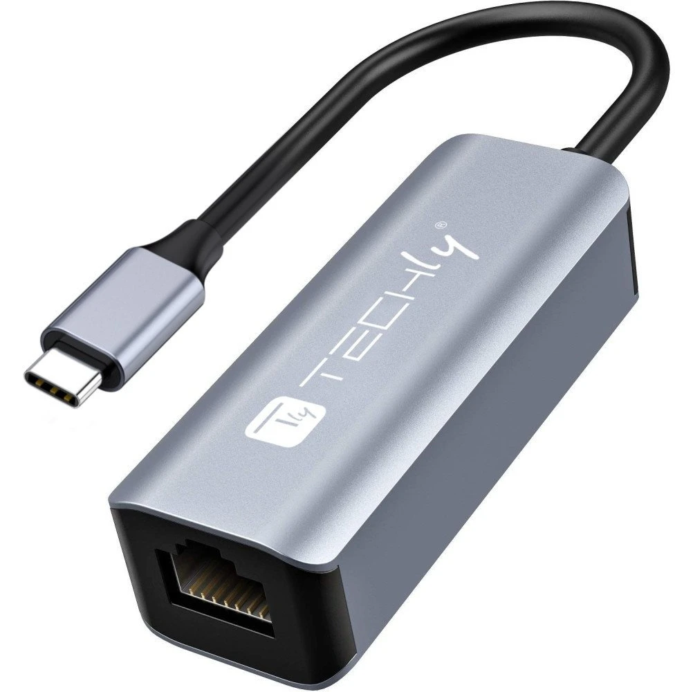 Techly USB-C į RJ45 tinklo adapteris, pilkas