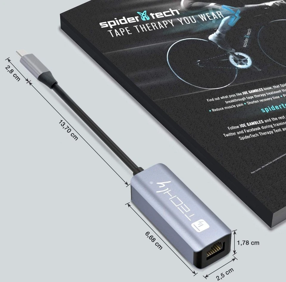 Karta jungiama į tinklą Techly Techly USB 3.1 Typ C auf RJ45 Adapteris