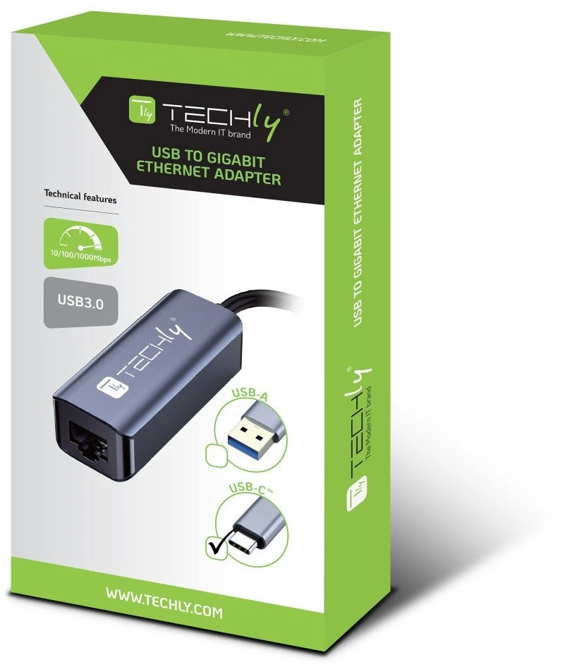 Karta jungiama į tinklą Techly Techly USB 3.1 Typ C auf RJ45 Adapteris