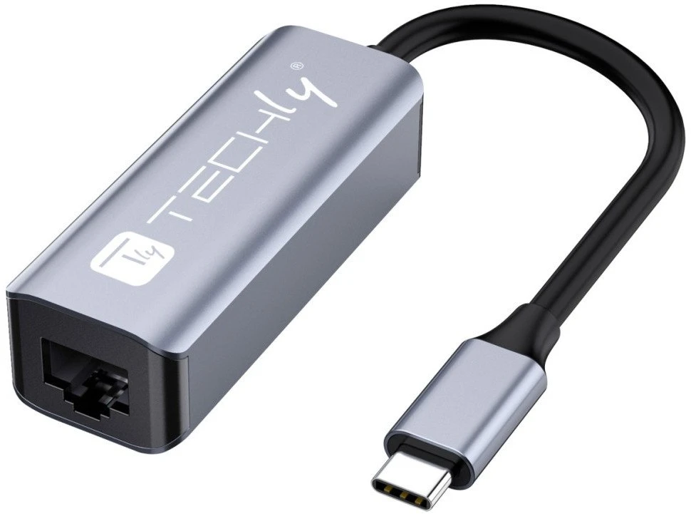 Techly USB-C į RJ45 tinklo adapteris, pilkas