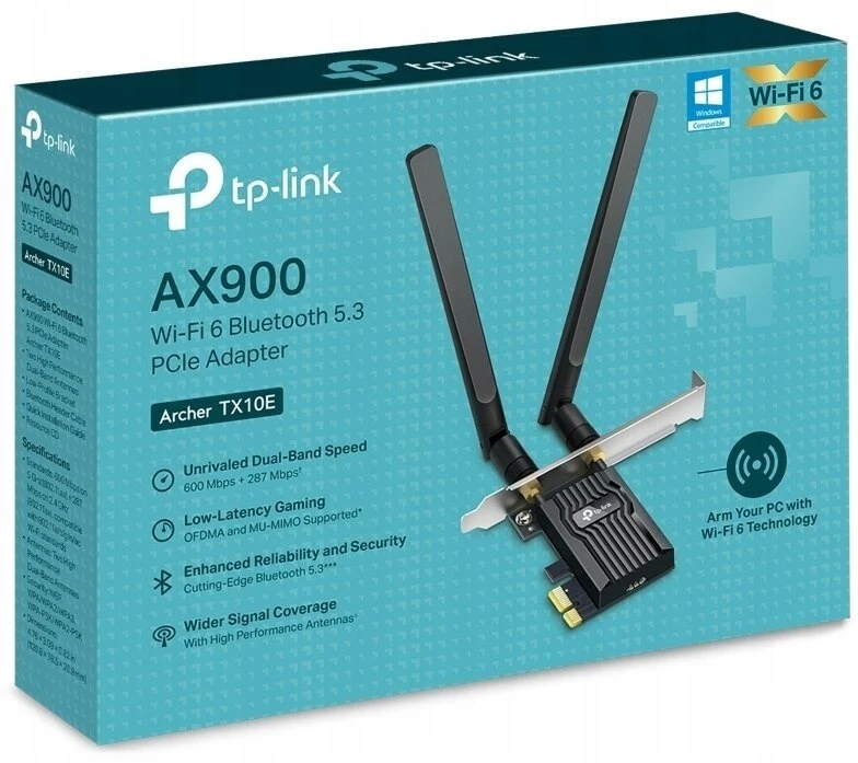 TP-Link Archer TX10E Wi-Fi 6 adapteris su antenomis