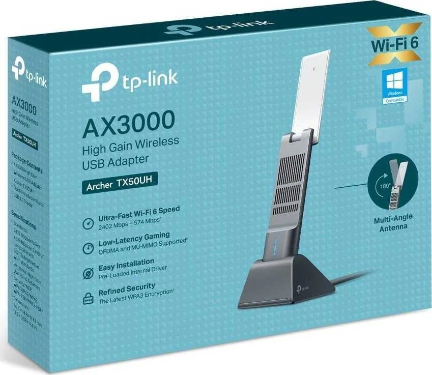 TP-LINK | AX3000 didelio stiprinimo dviejų dažnių „Wi-Fi 6“ USB adapteris | Archer TX50UH