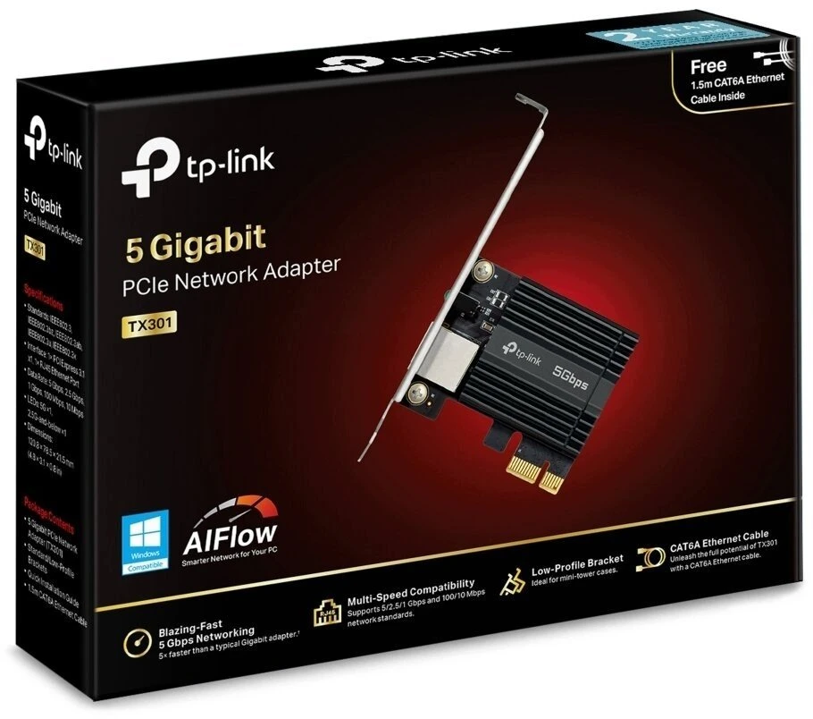 TP-LINK PCIe 3.1 lizdo 5 Gigabit tinklo adapteris | TX301