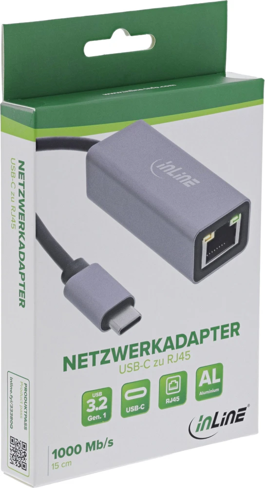 „Vision InLine®“ USB 3.2 tinklo adapteris, USB-C į RJ45 gigabito tinklo kabelis