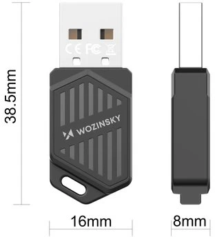 Wozinsky WAX-900 dviejų dažnių USB „Wi-Fi 6“ adapteris su „Bluetooth 5.4“ - Juodas