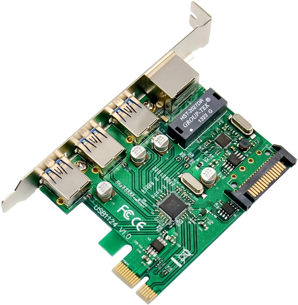 Tinklo plokštė Zenwire InLine® Combo Gigabit tinklas ir USB 3.2 Gen.1, 1x RJ45, 3x USB-A
