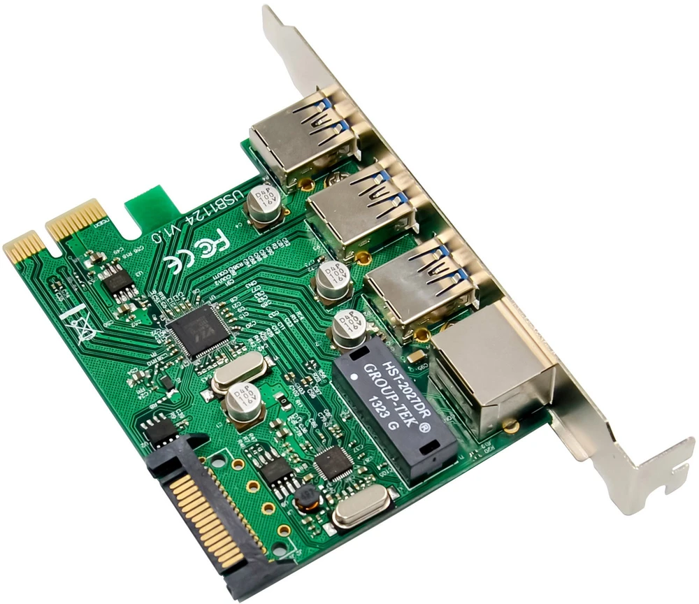 Tinklo plokštė Zenwire InLine® Combo Gigabit tinklas ir USB 3.2 Gen.1, 1x RJ45, 3x USB-A