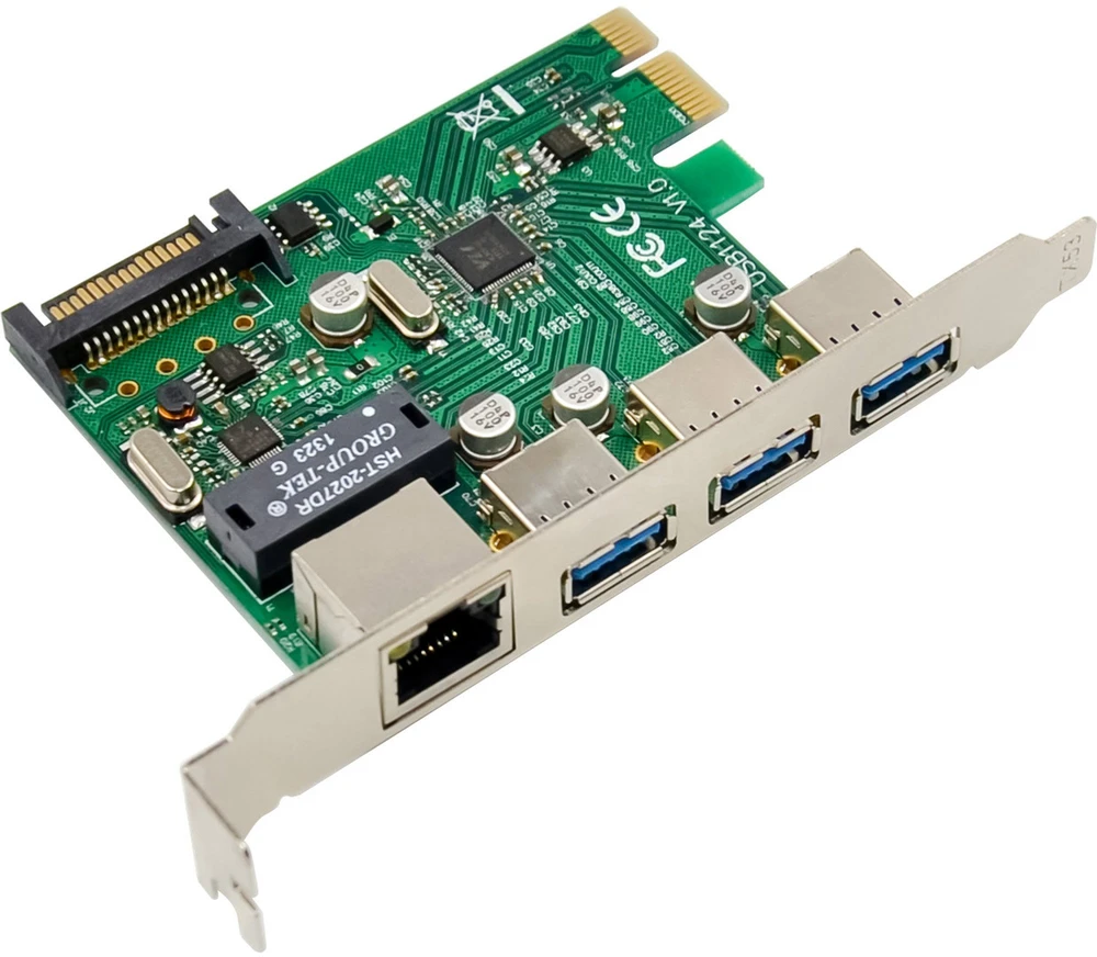 Tinklo plokštė Zenwire InLine® Combo Gigabit tinklas ir USB 3.2 Gen.1, 1x RJ45, 3x USB-A