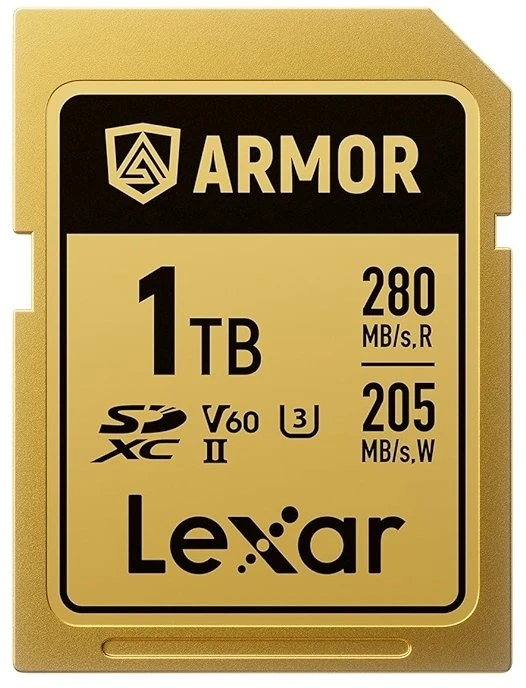 Atminties kortelė Lexar 1TB SDXC ARMOR Gold UHS-II U3, Stainless Steel, IP68 (280/210 MB/s)