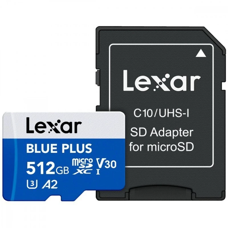 Atminties kortelė Karta Lexar Mėlyna Plus Micro SDXC 512 GB Class 10 UHS-I/U3 A2 V30 (LMSBLPL512G-BNANG)