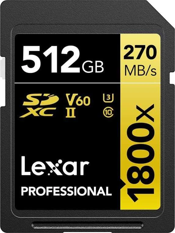 Atminties kortelė LEXAR PRO 1800X SDXC U3 (V60) UHS-II R270/W180 512GB