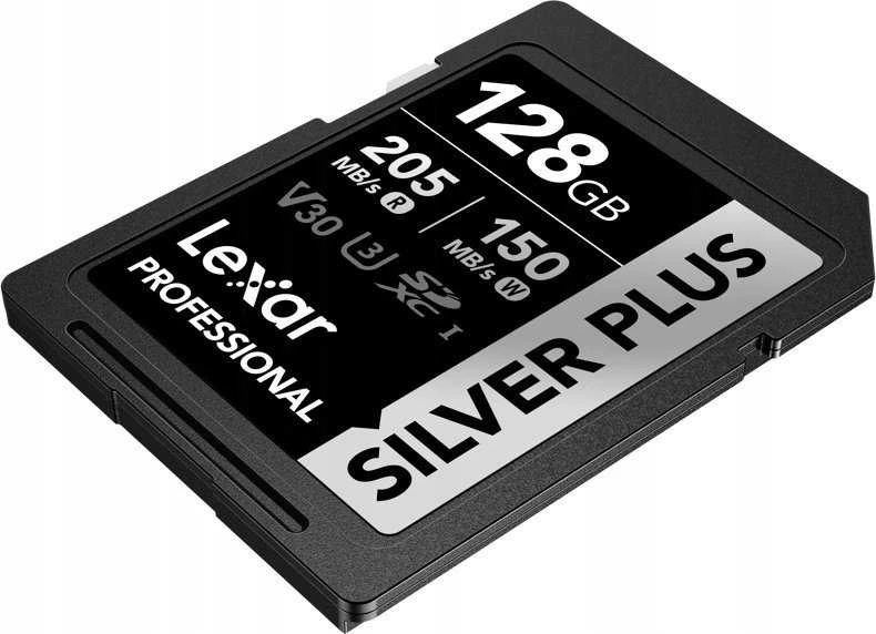 Lexar Silver Plus 128GB SD kortelė iš kampo