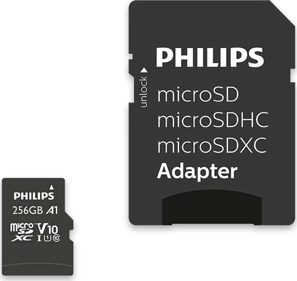 „Philips Ultra Speed Micro SDXC“ 256 GB, 10 klasės UHS-I/U1 A1 V10 (FM25MP45B/00) kortelė