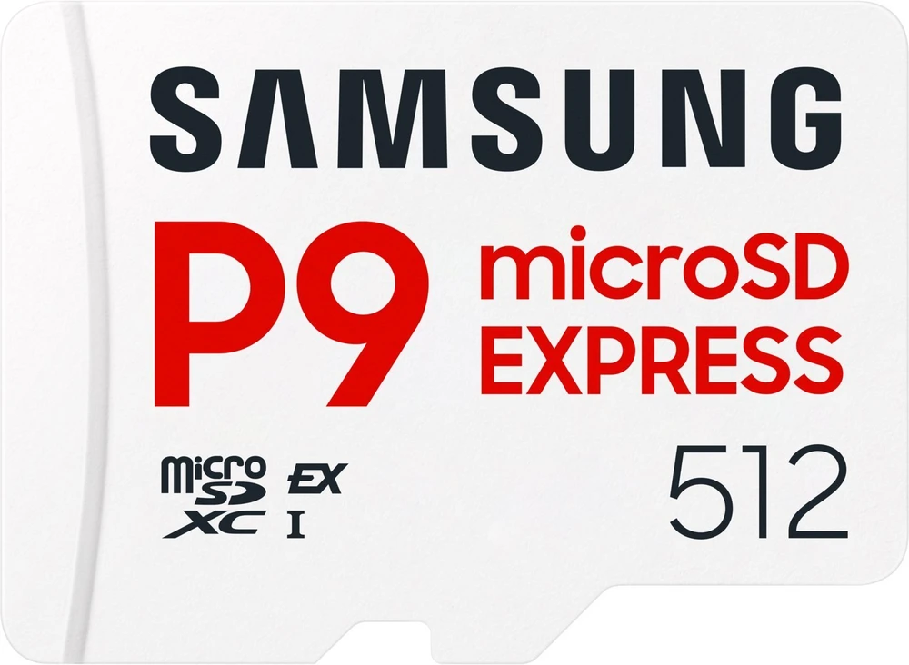 Samsung P9 Express 512 GB MicroSD kortelė matoma iš priekio