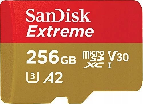Atminties kortelė SanDisk Extreme Micro SDXC kortelė mobiliesiems žaidimams 256GB + 1 metų RescuePRO Deluxe iki 190MB/s & 130MB/s Skaitymo/Rašymo greitis A2 C10 V30 UHS-I U3; EAN:619659188498