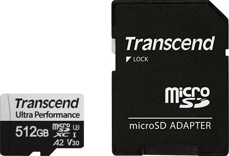 „Transcend 340S Micro SDXC 512 GB“ 10 klasės UHS-I/U3 A2 V30 atminties kortelė (TS512GUSD340S)