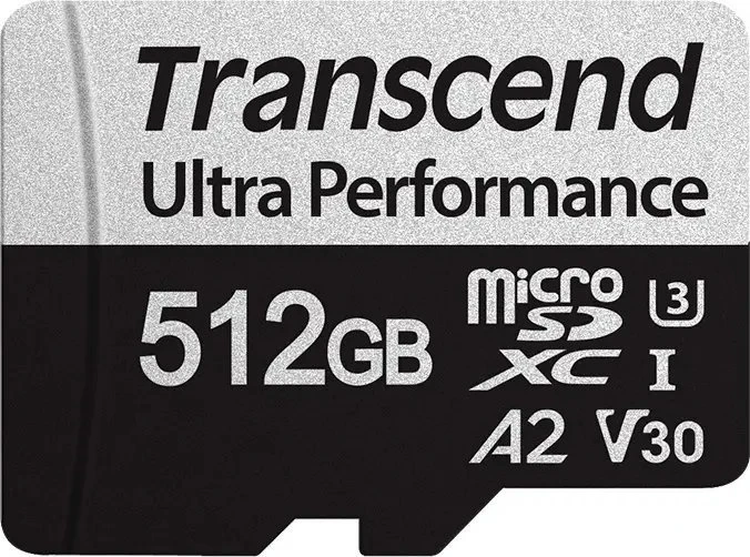 „Transcend 340S Micro SDXC 512 GB“ 10 klasės UHS-I/U3 A2 V30 atminties kortelė (TS512GUSD340S)