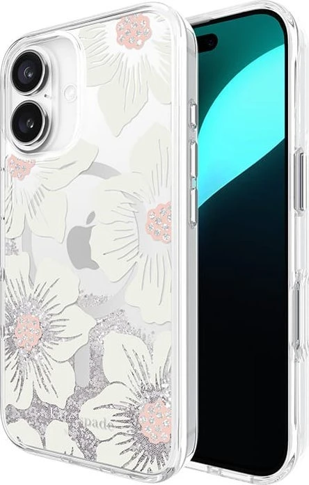 Kate Spade New York Liquid Glitter MagSafe - dėklas skirtas Apple iPhone 16 Hollyhock Floral