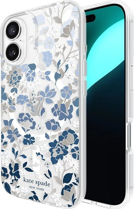 Kate Spade New York Protective Gems MagSafe - dėklas skirtas Apple iPhone 16 Flowerbed Mėlyna