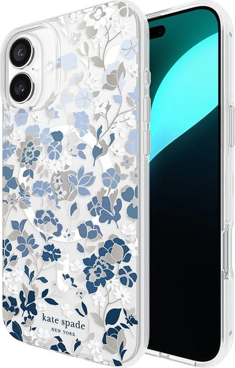Kate Spade New York Protective Gems MagSafe - dėklas skirtas Apple iPhone 16 Plus Flowerbed Mėlyna
