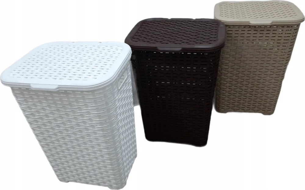 Krepšys skalbiniams Katex Krepšys na bieliznę RATTAN 45l-balta 400x316x550