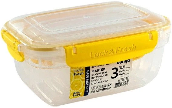Katex Stačiakampių indelių rinkinys MASTER 3 vnt. /400, 800, 1400 ml/