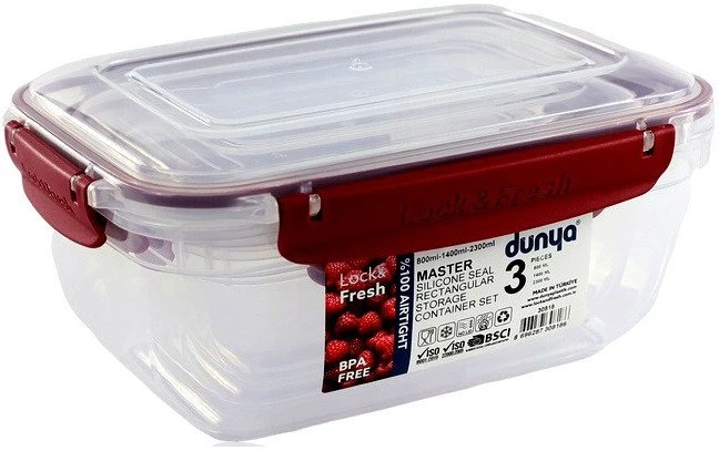 Katex Stačiakampių indelių rinkinys MASTER 3 vnt. /400, 800, 1400 ml/