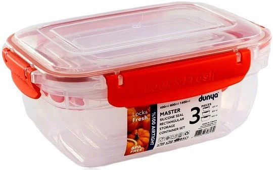 Katex Stačiakampių indelių rinkinys MASTER 3 vnt. /400, 800, 1400 ml/