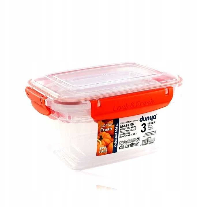 Katex Rinkinys. Stačiakampių indų MASTER 3 dalių 550, 1000, 1800 ml (308667)