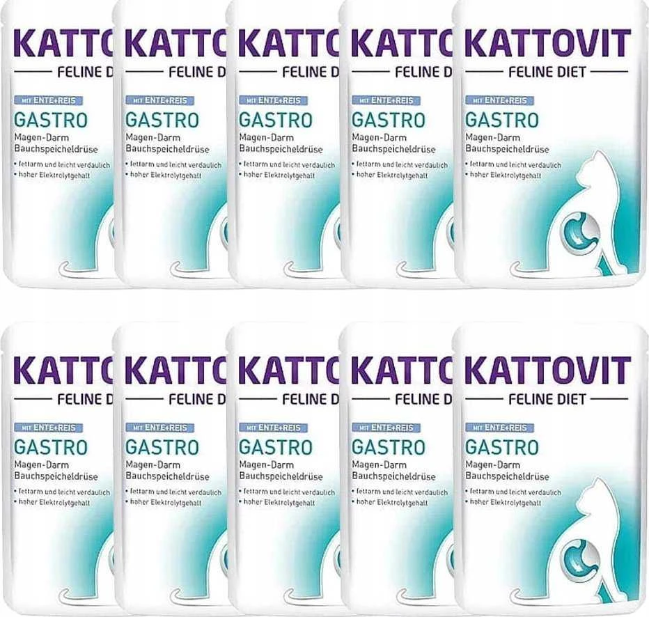 Drėgnas Kačių Maistas - Kattovit Feline Diet Gastro antiena Su Ryžiais 85g