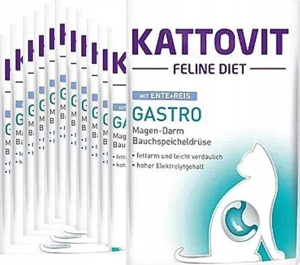 Drėgnas Kačių Maistas - Kattovit Feline Diet Gastro antiena Su Ryžiais 85g